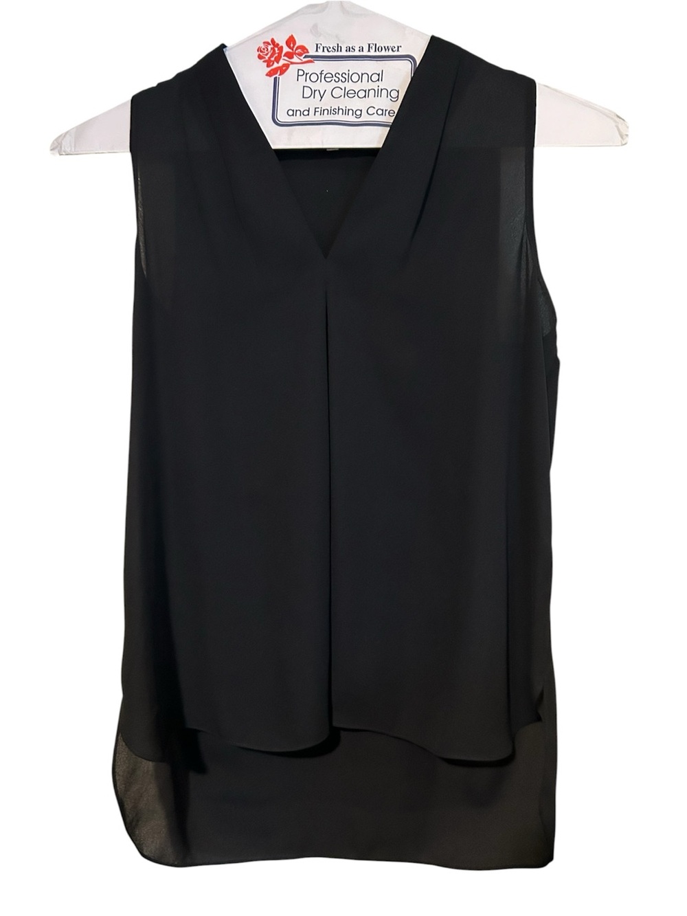 Vince Camuto Black Layered V-Neck Sleeveless Shell